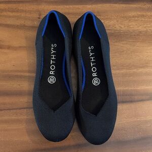 Rothy's Black Flats with Blue Trim